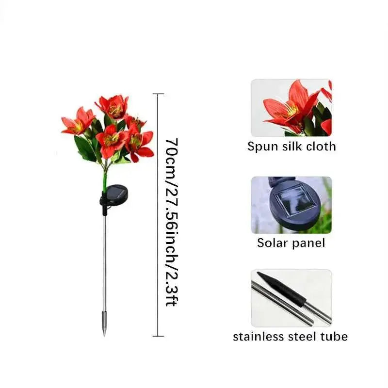 Garden Solar Lamp LED Artificial Orchid Flower Outdoor Decoration