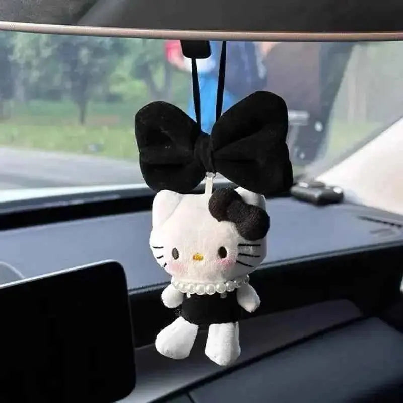Vintage Black 3D Pearl Bow Hello Kitty Car Pendant