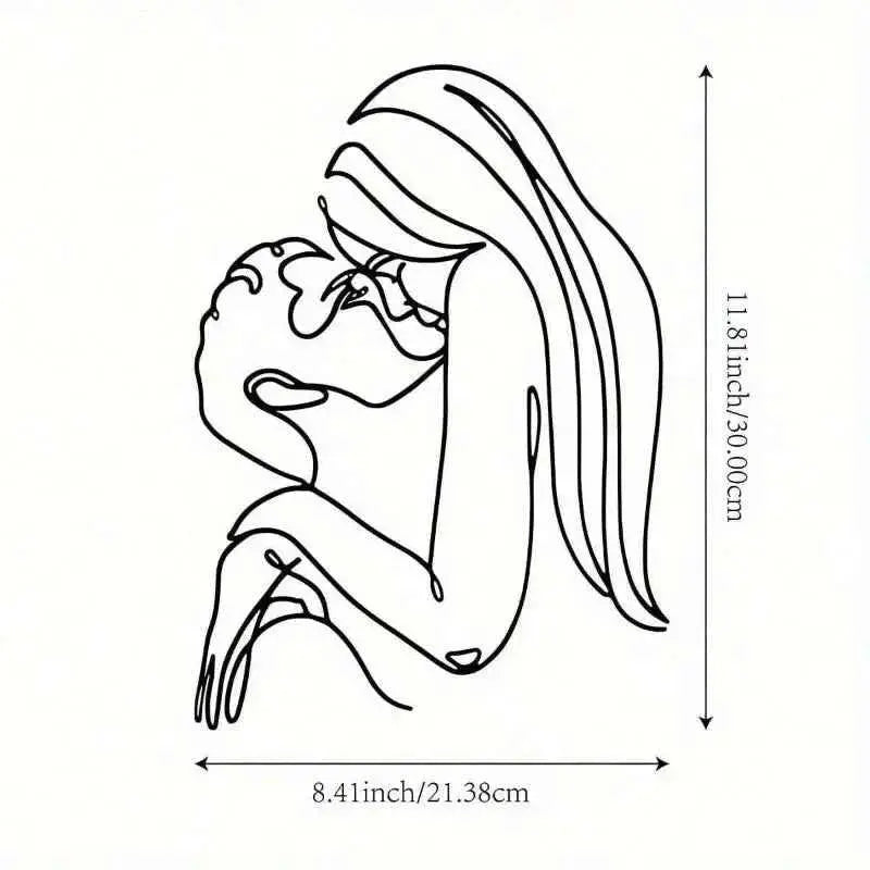 Couple Kissing (Long Hair Lady) Metal Wall Art