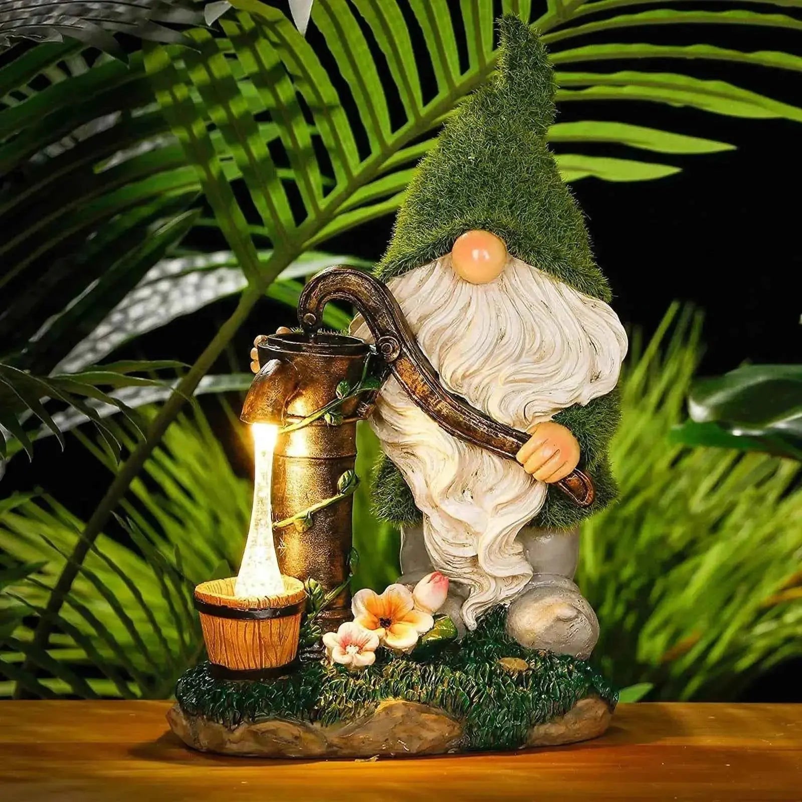 14 Inch Outdoor Garden Dwarf Statue-resin Gnome Statue Lighting Wizard Solar Led Light Welcome Sign Gnome Yard Lawn Large Figurine