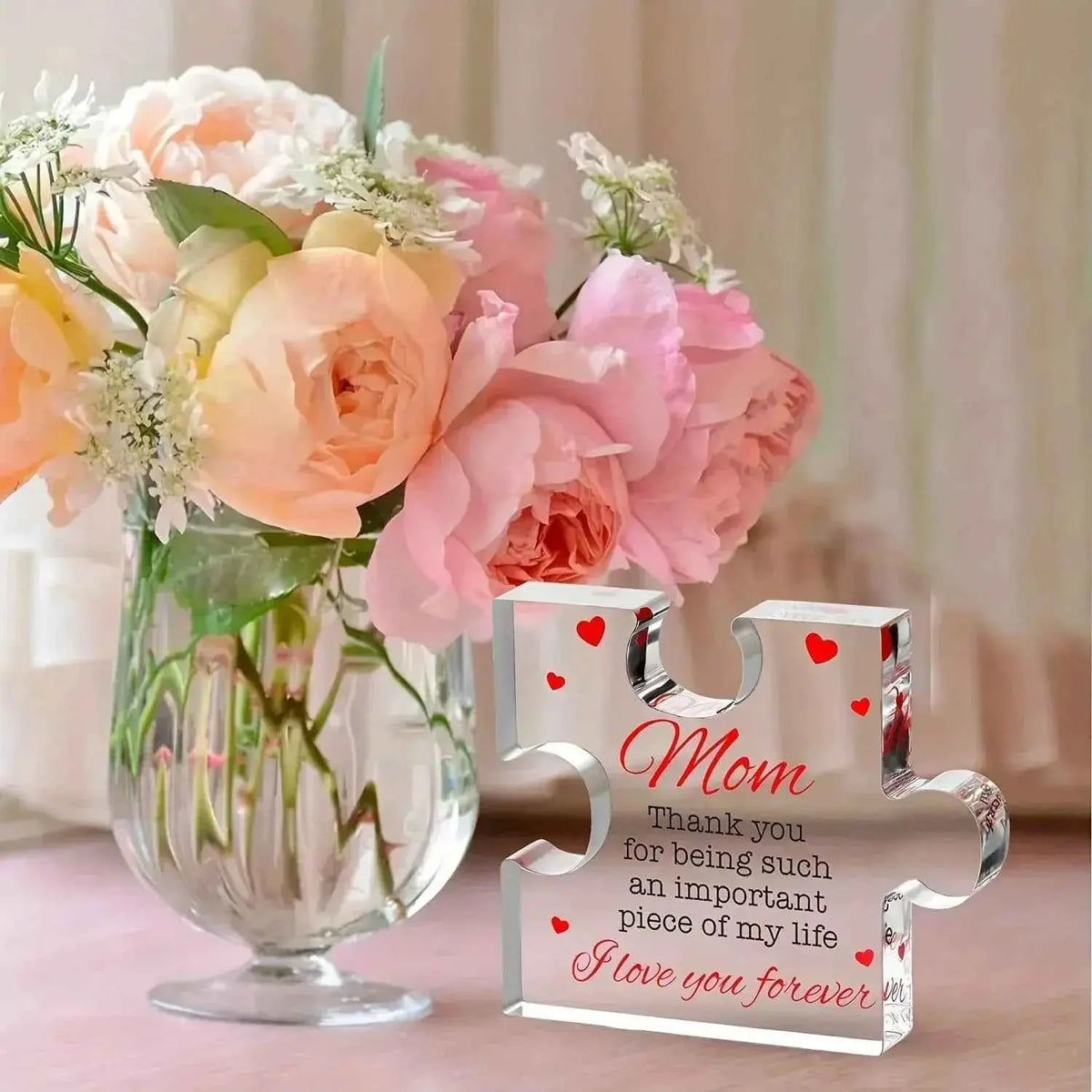 Acrylic Block Puzzle Mom Present, Commemorative Decorative Gif