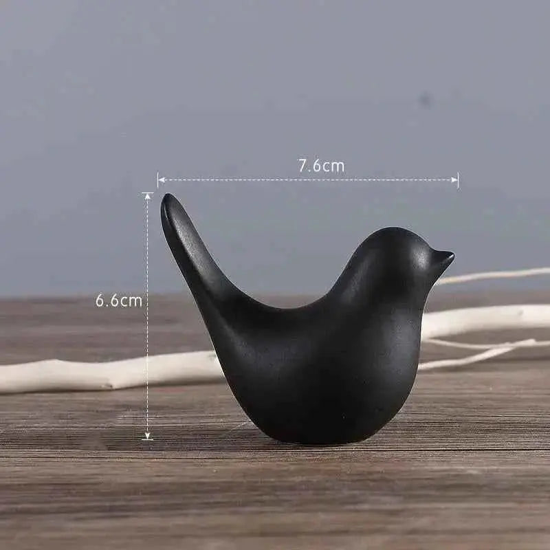 DecorBites™ Bird Figurine Set Nordic Ceramic Black White