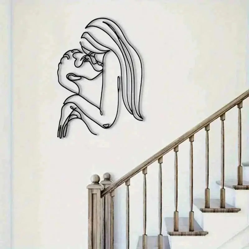 Couple Kissing (Long Hair Lady) Metal Wall Art