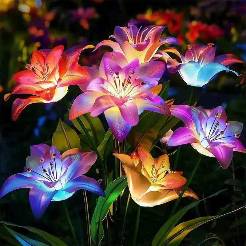 Garden Solar Lamp LED Artificial Orchid Flower Outdoor Decoration