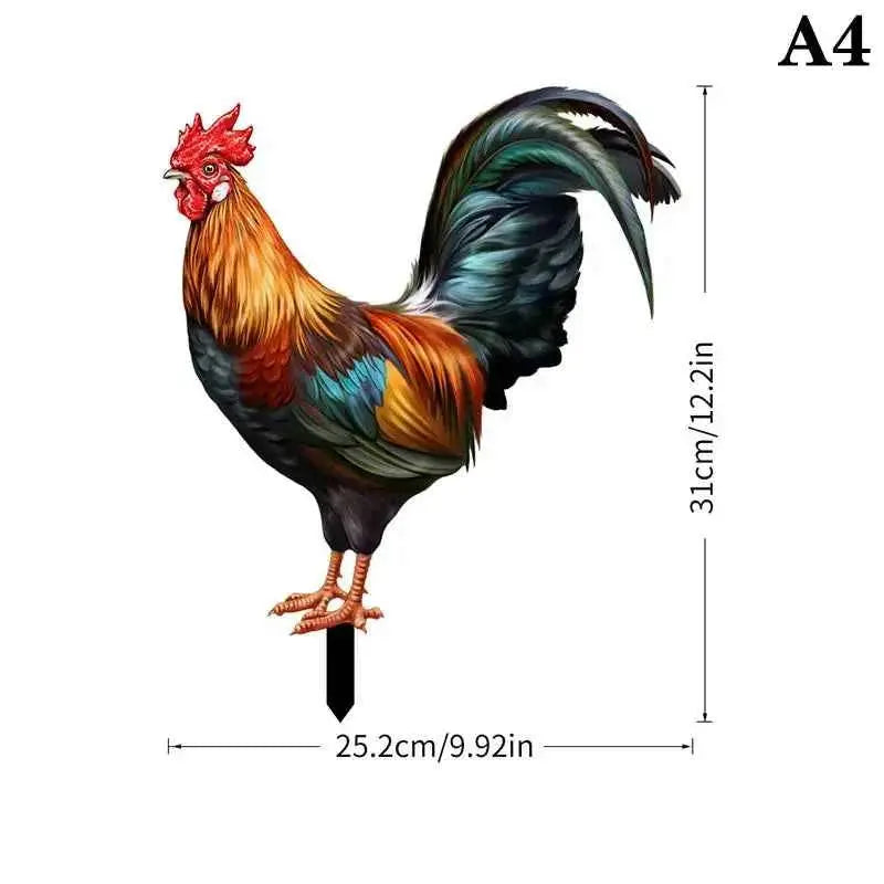 Rooster Statue , Hen Figure Chicken Sculpture For Yard Decor Weatherproof
