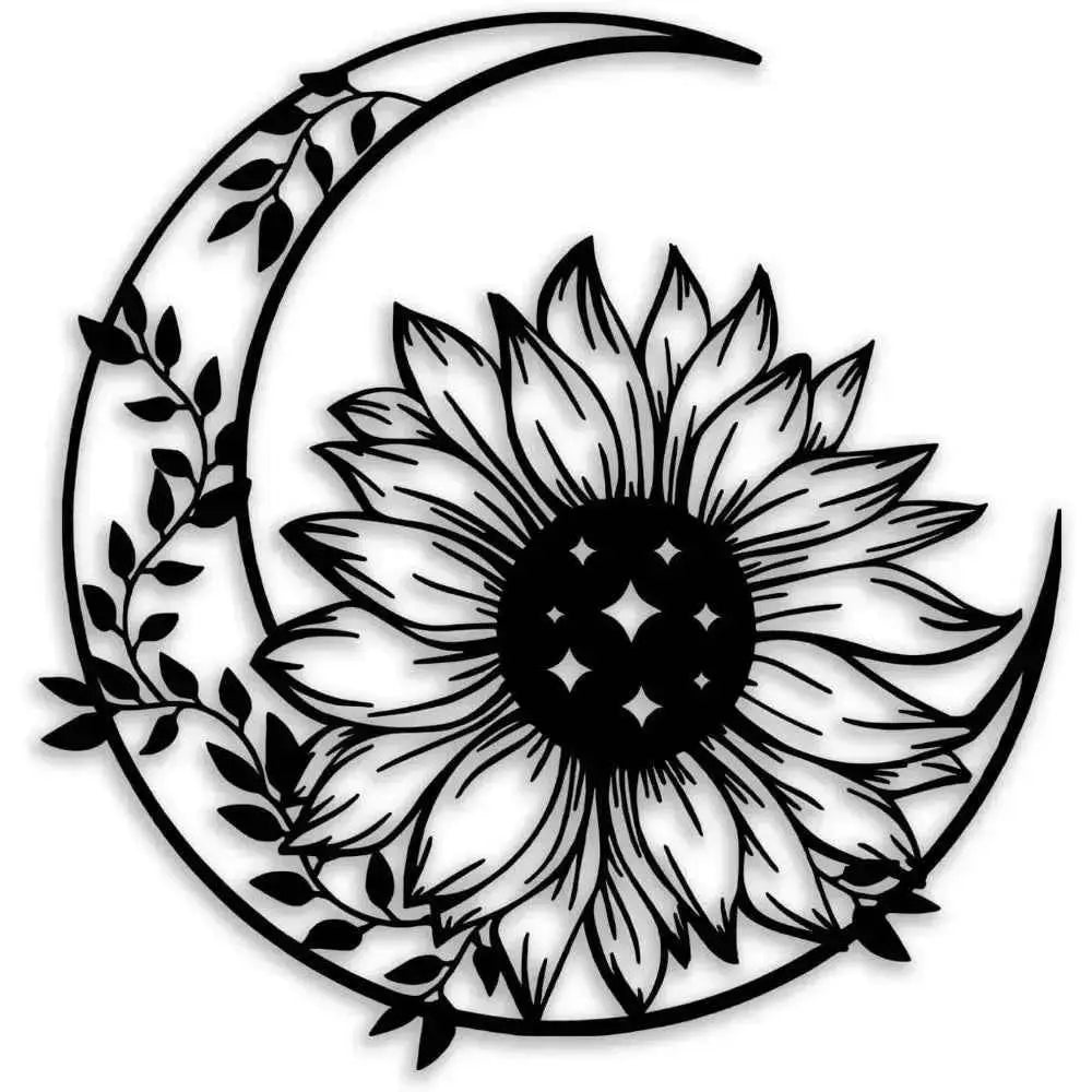Sunflower Moon Metal Wall Art, Farmhouse Decor for Living Room Bedroom Outdoor