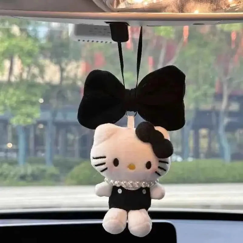 Vintage Black 3D Pearl Bow Hello Kitty Car Pendant