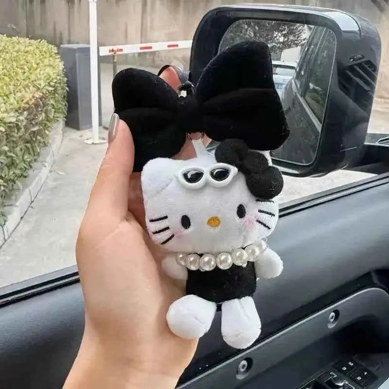 Vintage Black 3D Pearl Bow Hello Kitty Car Pendant
