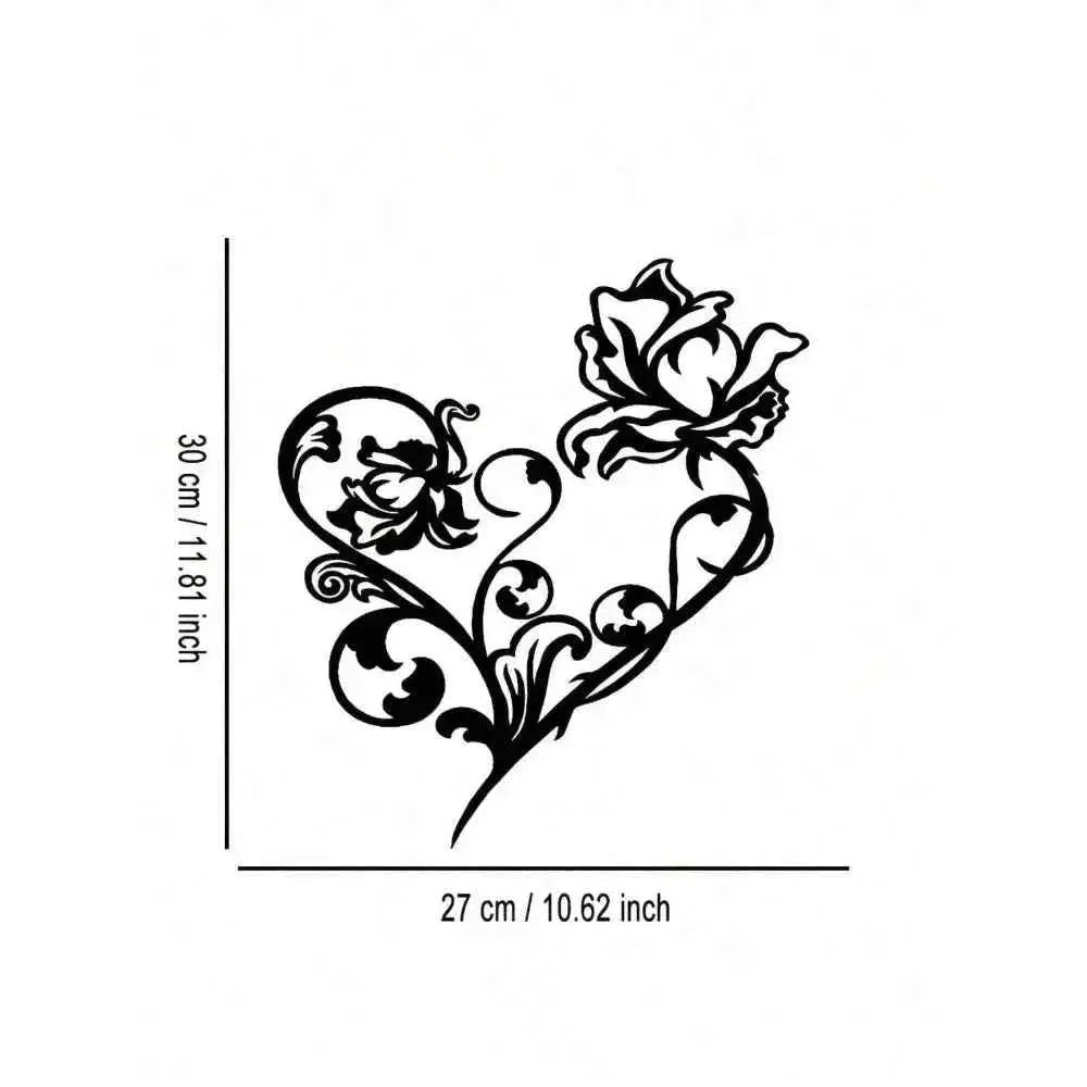 Elegant Black Metal Wall Sign - Abstract Heart Craft for Nature Lovers & Decor Enthusiasts