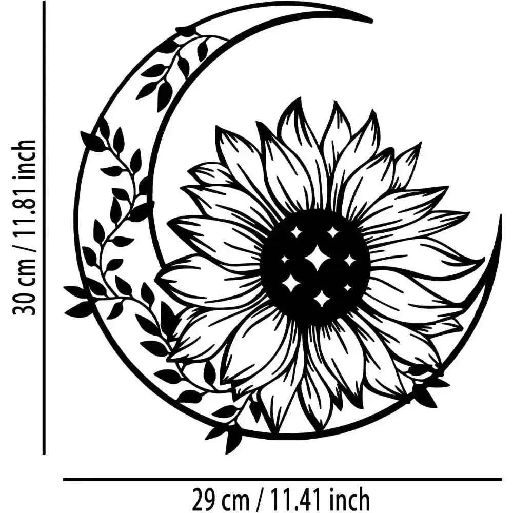 Sunflower Moon Metal Wall Art, Farmhouse Decor for Living Room Bedroom Outdoor