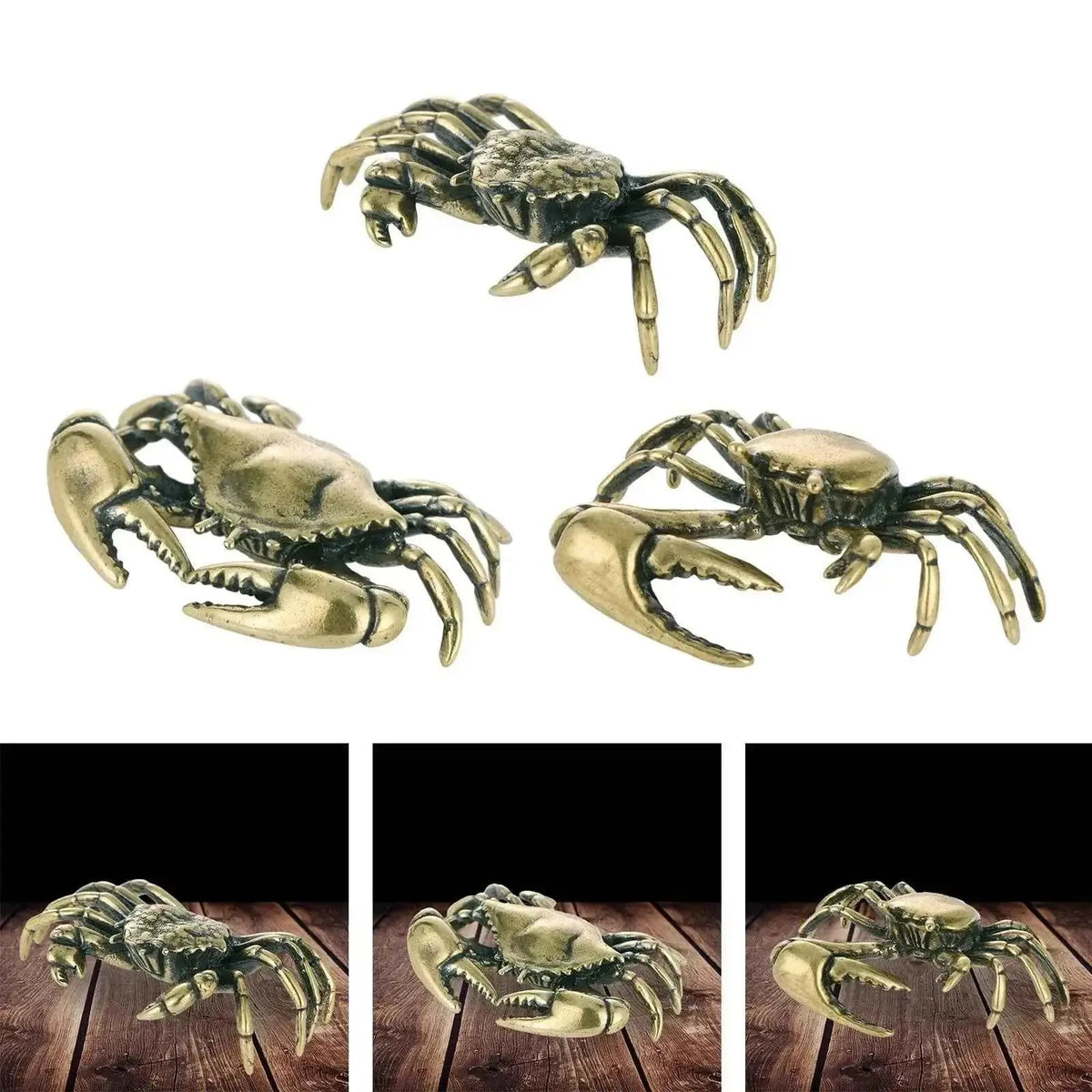 Brass Crab Figurine Artistic Home or Office Table Decoration Vintage Lovely Fish Tank Ornaments Collectable Animal Ornament