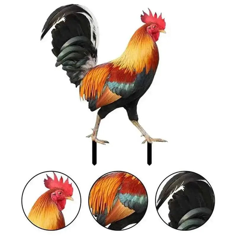 Rooster Statue , Hen Figure Chicken Sculpture For Yard Decor Weatherproof