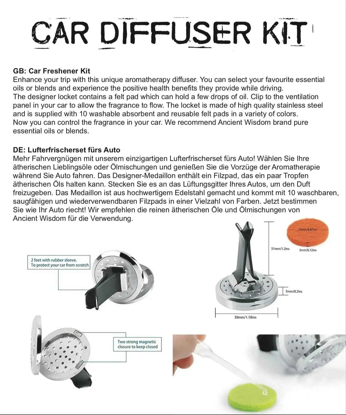 Car Diffuser Kit- Flower Of Life