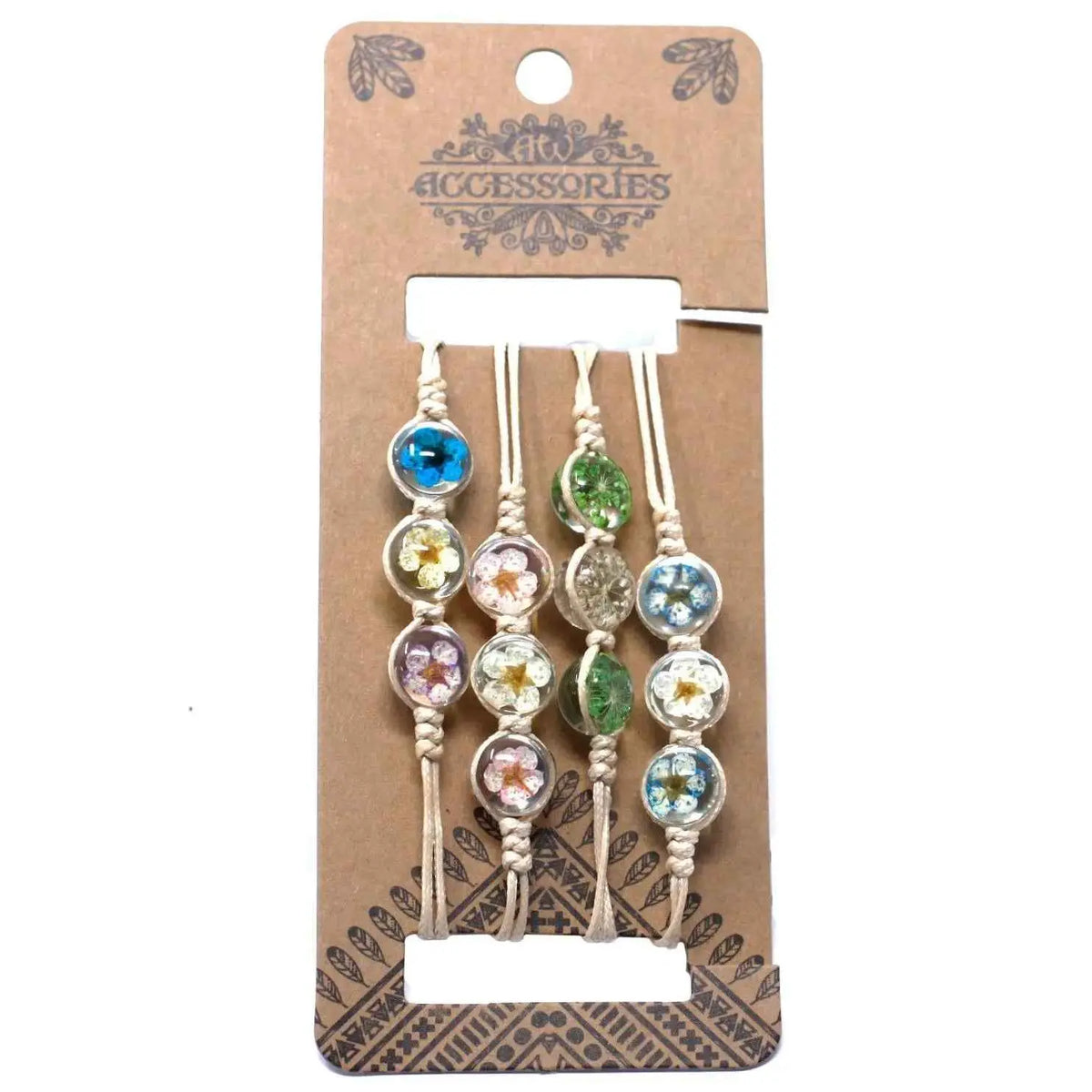 4X Pressed Flowers - Three Flower Bracelet