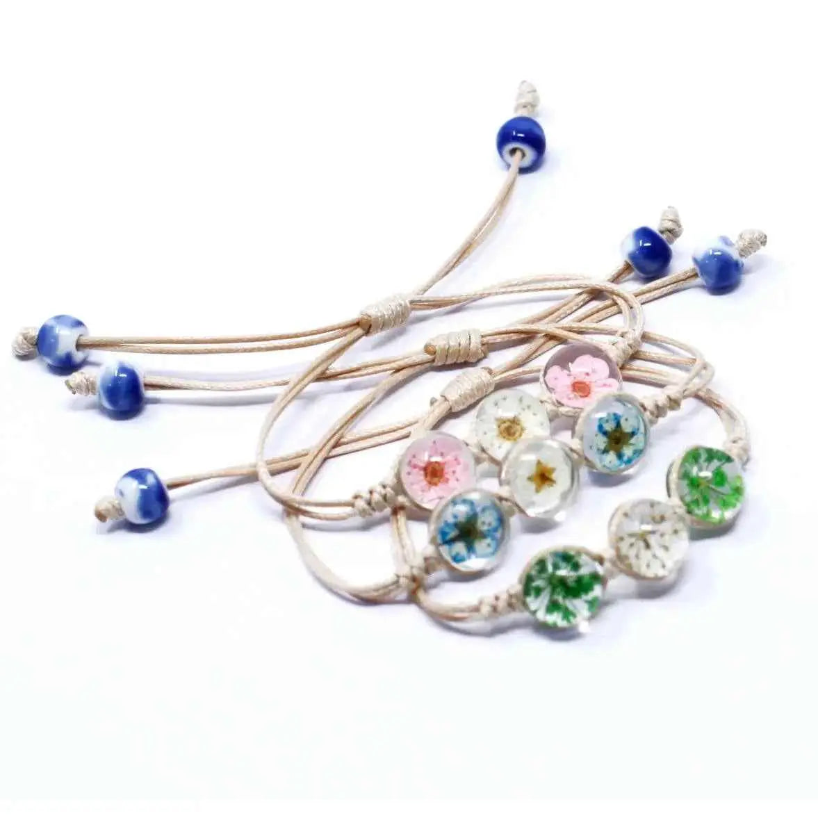 4X Pressed Flowers - Three Flower Bracelet