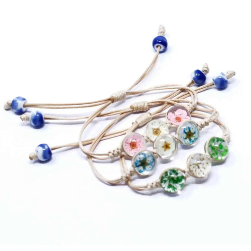 4X Pressed Flowers - Three Flower Bracelet