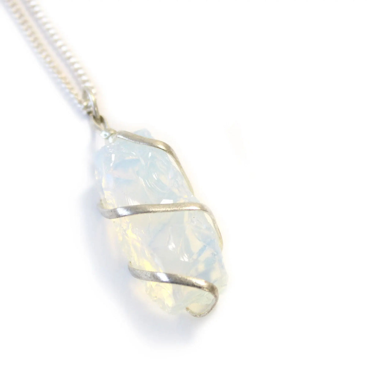 Spiral Wrapped Gem Necklace-Raw Opalite AWArtisan Dropship