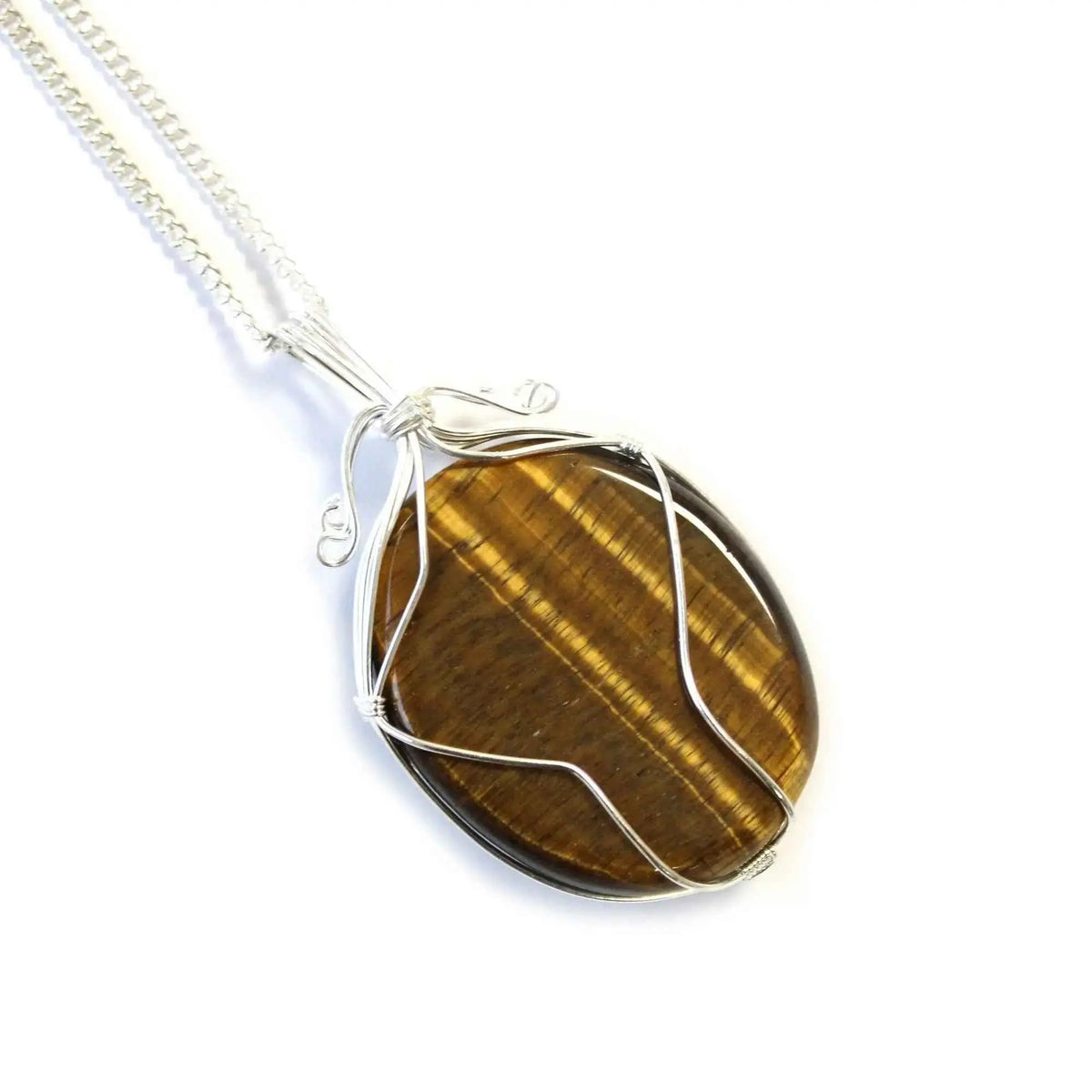 Cascading Wrapped Gemstone Necklace- Raw Tiger’s Eye