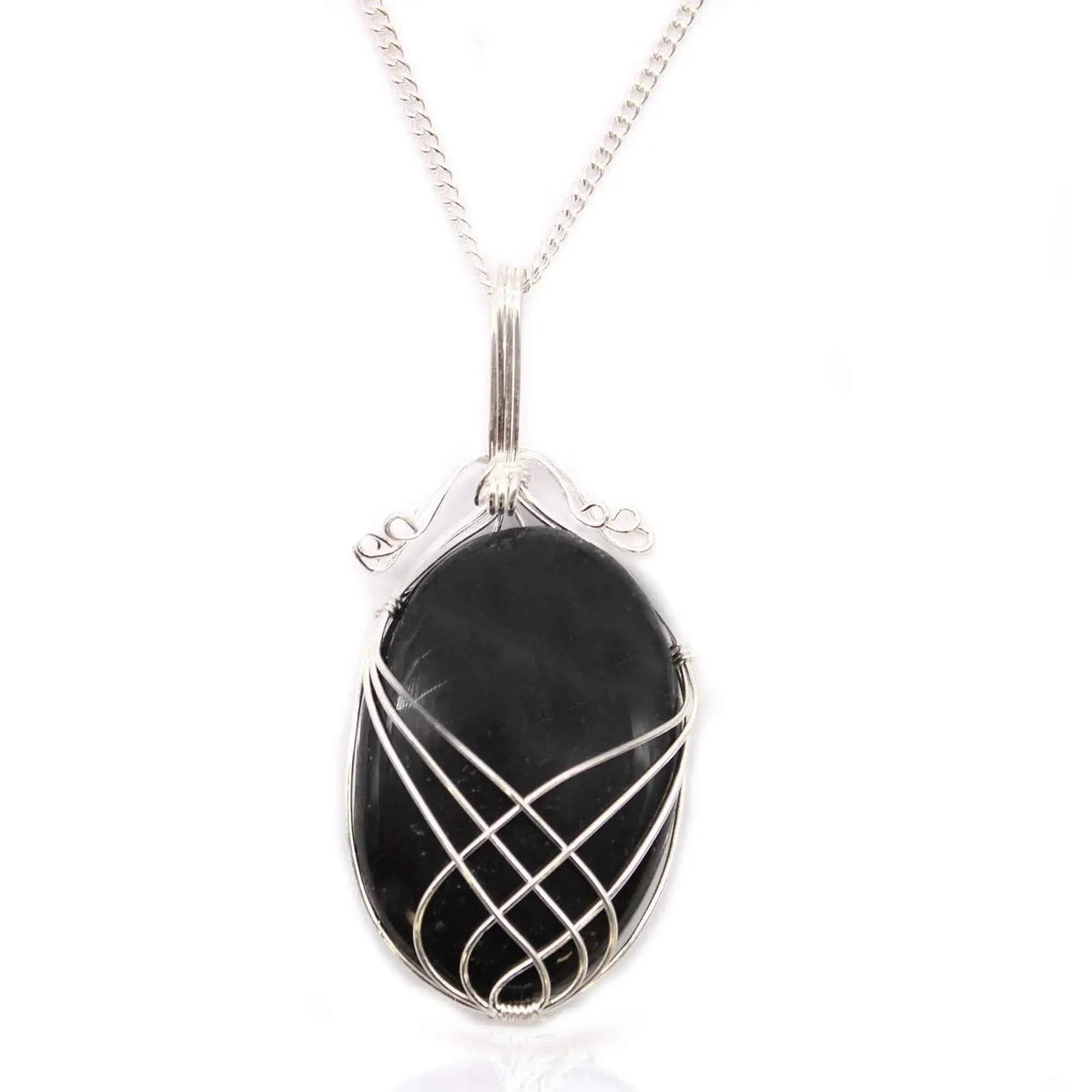1X Cascade Wrapped Gemstone Necklace- Raw Black Onyx