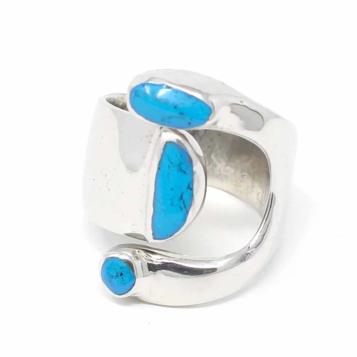 Alpaca Silver Wrap Ring, Turquoise - Size 8 Artisana