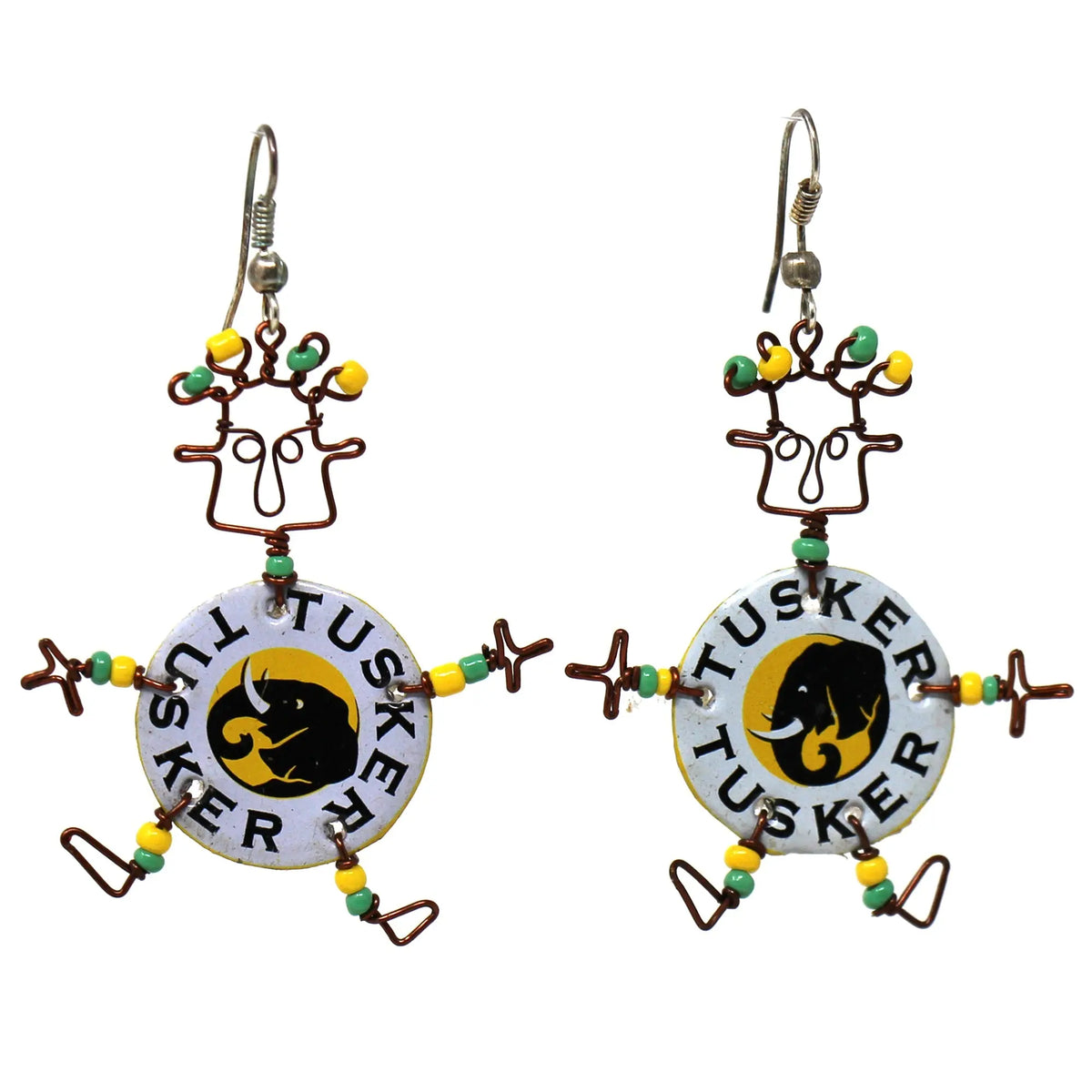 Recycled Tusker Bottle Cap Dancing Girl Earrings - Creative Alternatives Creative Alternatives