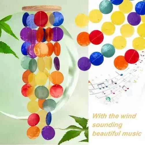 Wind Chimes For Outside Handcrafted Rainbow Capiz Shells  Coastal Style Decor For IndoorOutdoor Garden Decor