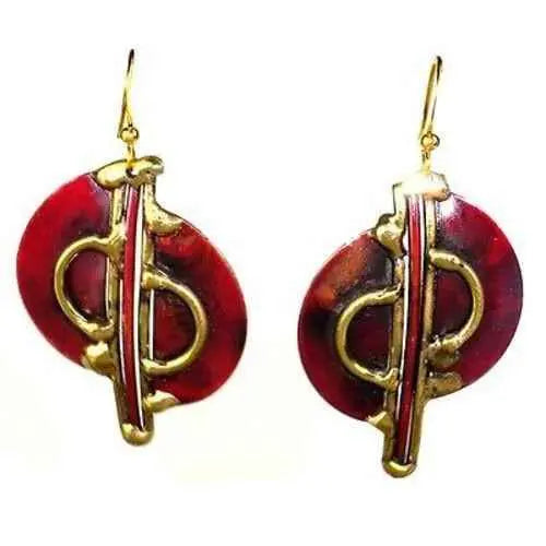 Cello Brass and Copper Earrings - Brass Images (E) Brass Images (E)