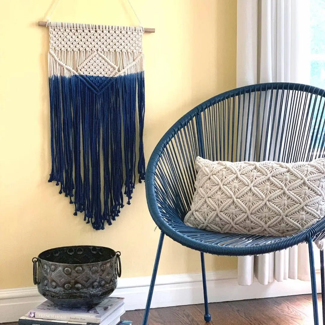Macrame Wall Hanging in Blue Beaurer Creations