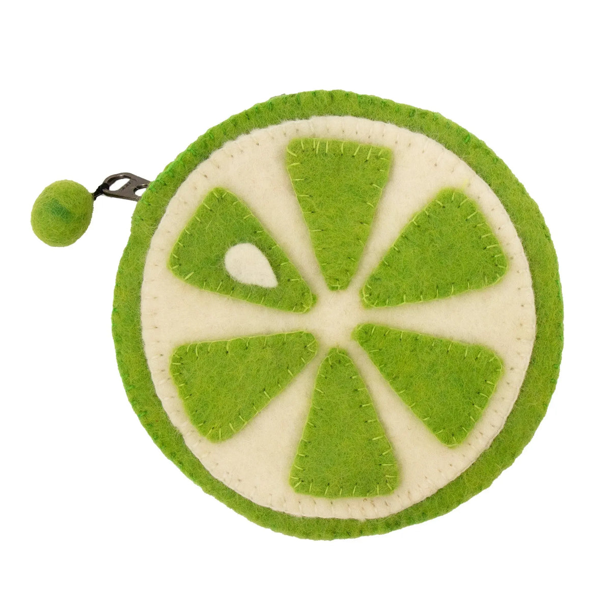 Handmade Felt Fruit Coin Purse - Lime - Global Groove (P) Global Groove (P)